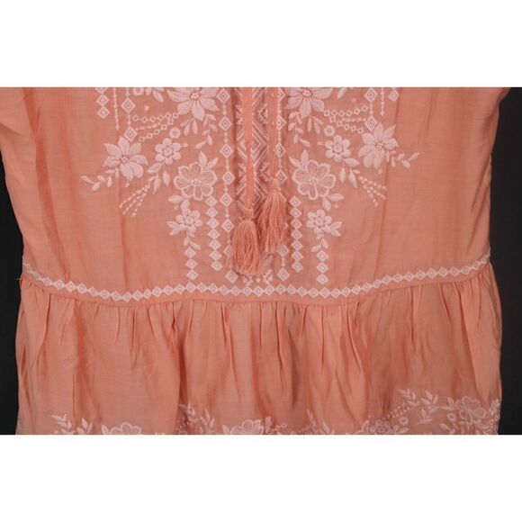 SAVANNA JANE SIZE SMALL PEACH TASSEL EMBROIDERED BLOUSE - Picture 3 of 6